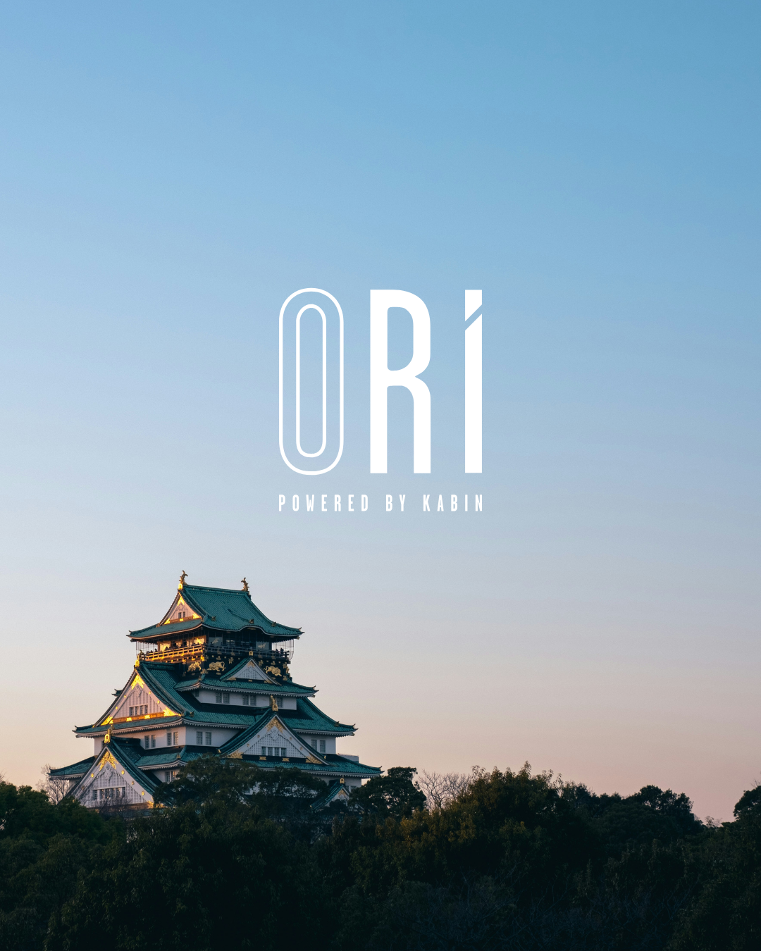 ORI — powered by Kabin, with Osaka Castle at dusk